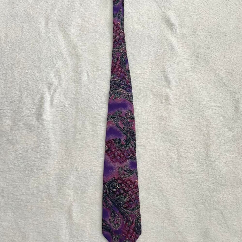 Valentino Pure Silk Tie Men's Italy Corporate Workwear Accessory Pattern Vintage